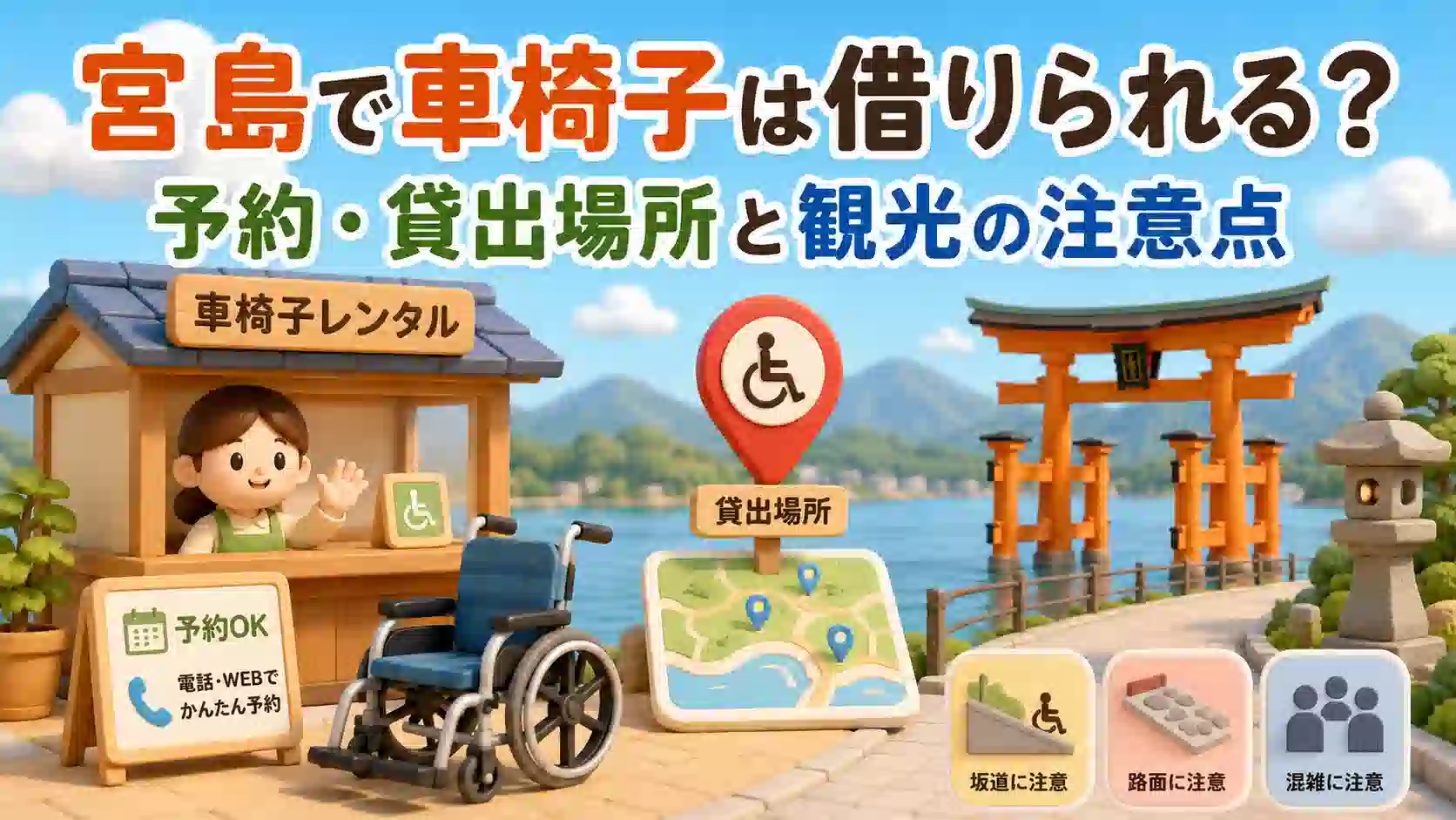 宮島で車椅子は借りられる？予約・貸出場所と観光の注意点