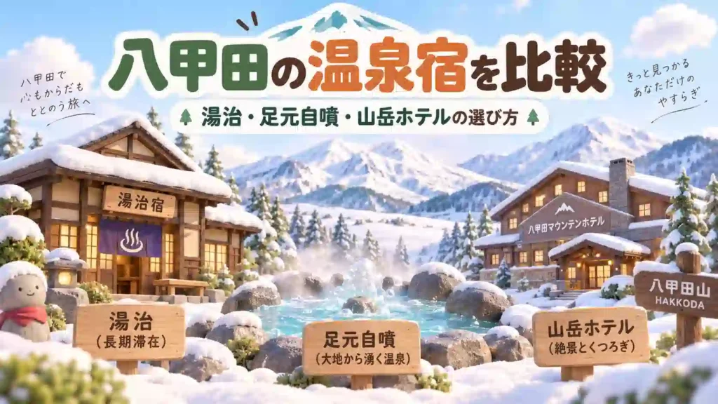 八甲田の温泉宿を湯治宿と山岳ホテルで比較する記事のイメージ