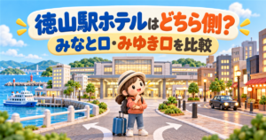 徳山駅ホテルをみなと口とみゆき口に分けて比較するアイキャッチ