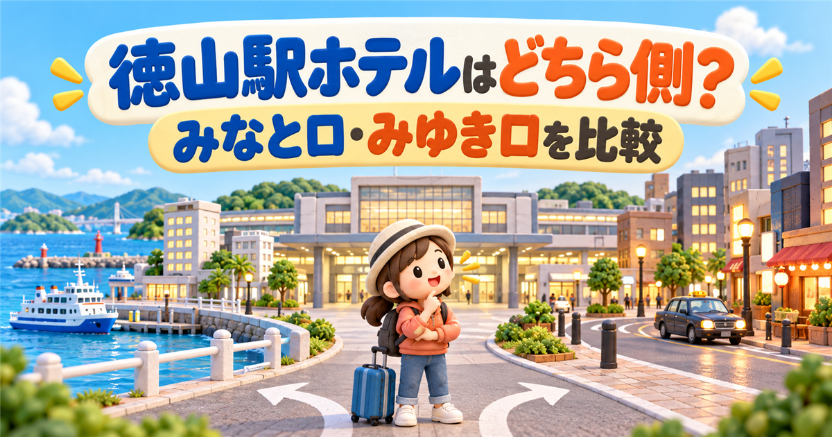徳山駅ホテルをみなと口とみゆき口に分けて比較するアイキャッチ