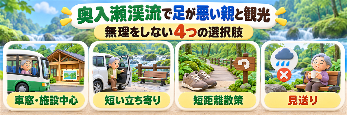 奥入瀬渓流で足が悪い親と観光|無理をしない4つの選択肢