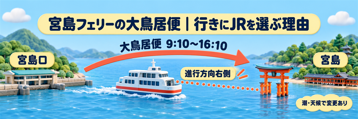 宮島フェリーの大鳥居便|行きにJRを選ぶ理由