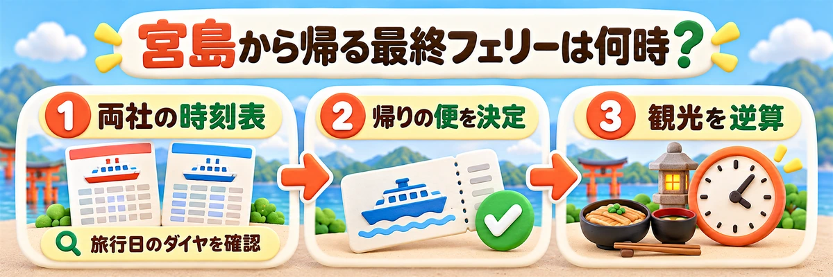 宮島から帰る最終フェリーは何時?